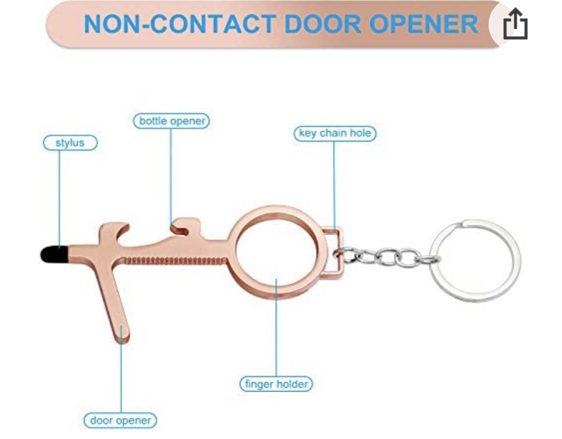 8PCS No Touch Keychain Hand Tool EDC Touchless Door Bottle Cap Opener w/ Stylus
