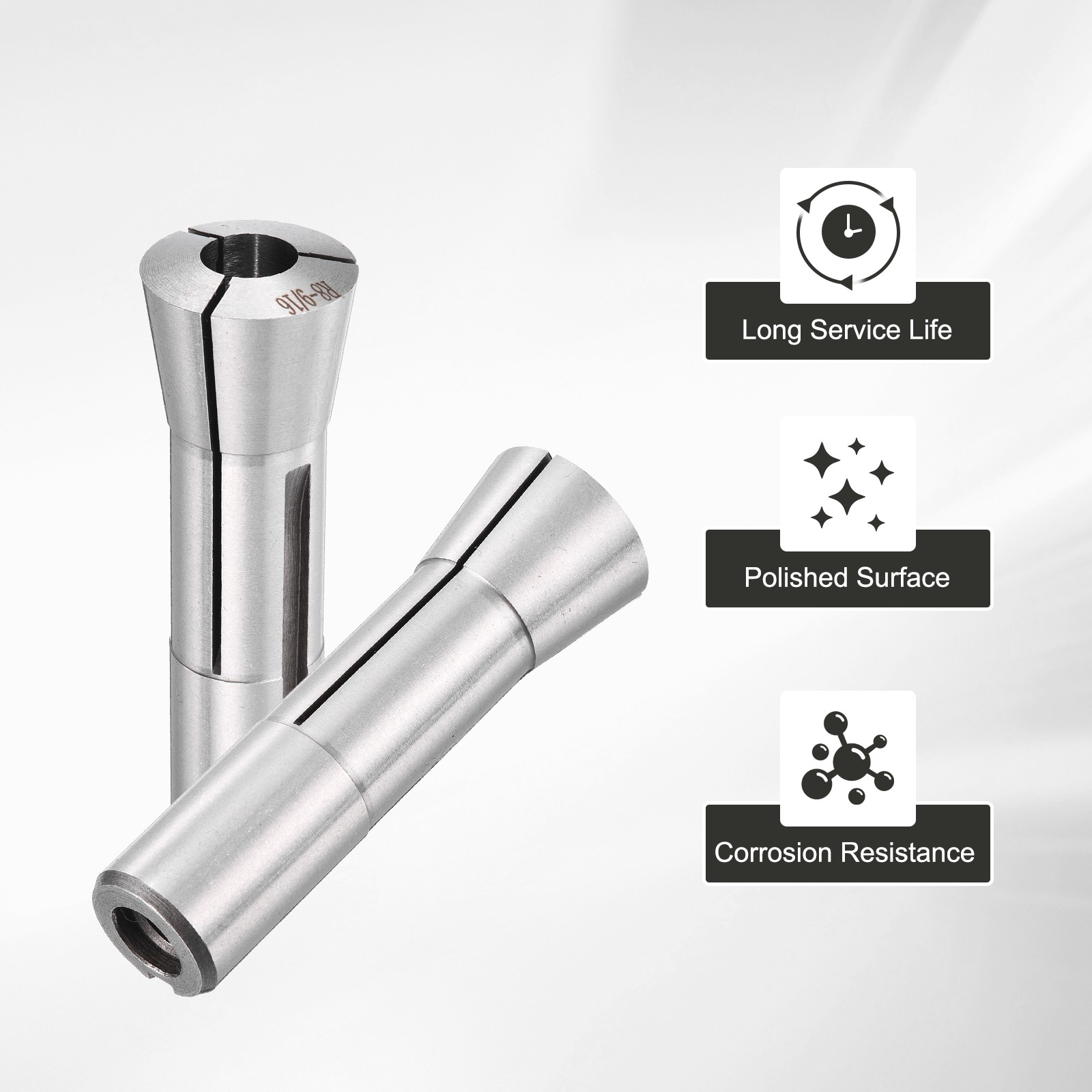R8 9/16"(14mm) Round Collet 7/16-20UNF Thread R8 Precision Round Spring Collet