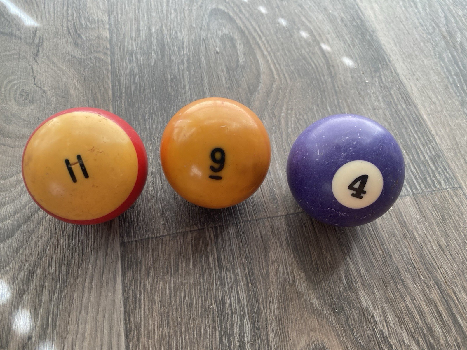 Vintage Premium Pool Balls Billiard Numbers Orange 9, Red 11, Purple 4 Lot