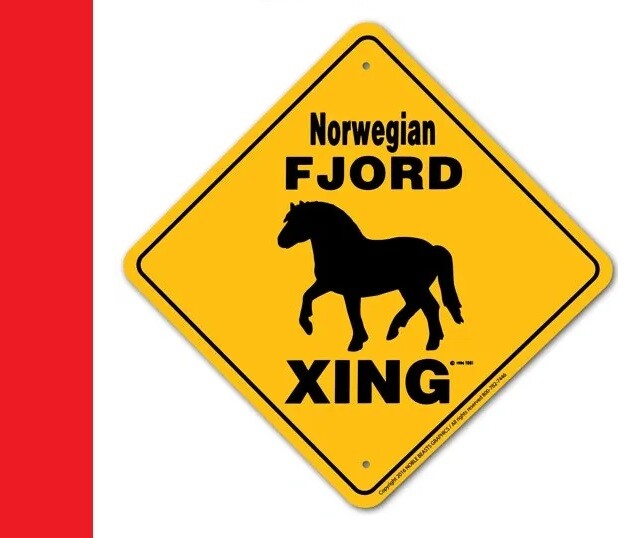 NORWEGIAN FJORD Crossing Xing 12" Aluminum Metal Sign - Equestrian