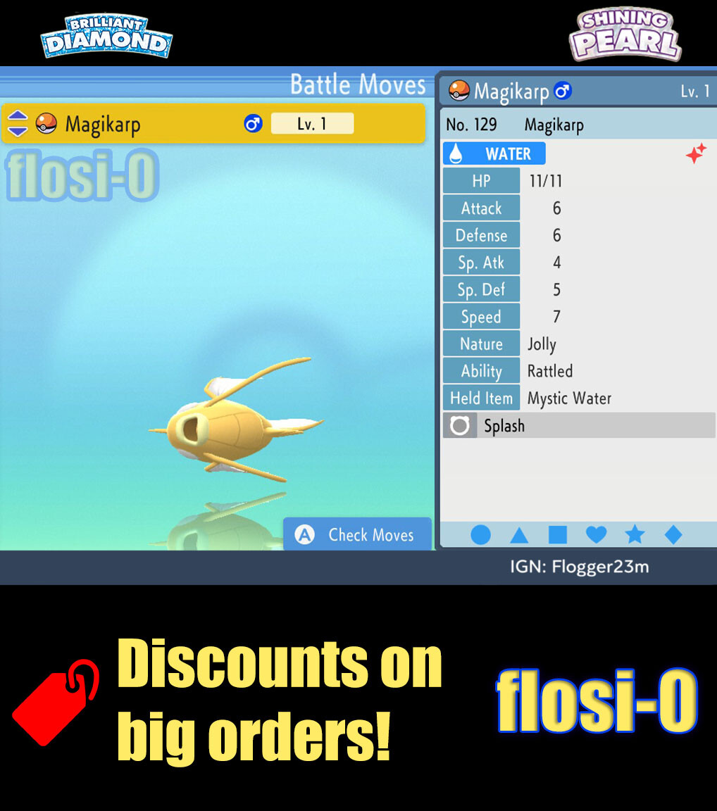 6IV Shiny Magikarp Pokemon Brilliant Diamond and Shining Pearl