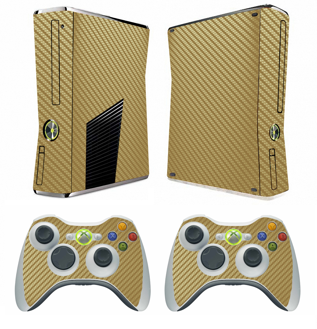 Golden Carbon Fiber Decal Skin Sticker for Xbox360 slim and 2 controller skins