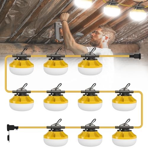 Construction String Lights: 100W Led Construction String Lights with 10 100FT
