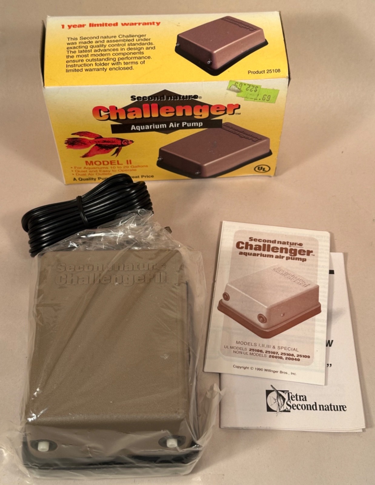 Aquarium Pump Challenger, Model II, Second Nature NOS