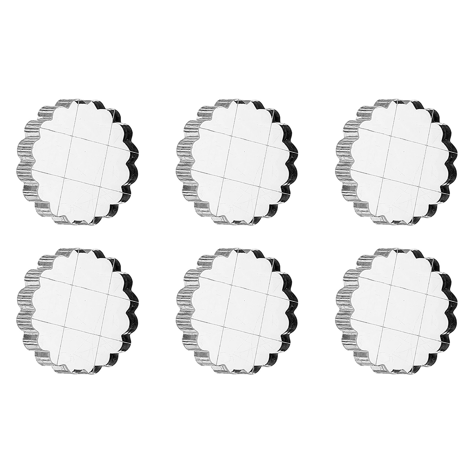 1.4" Acrylic Stamp Block, 6Pcs Stamping Block with Grid Lines Round