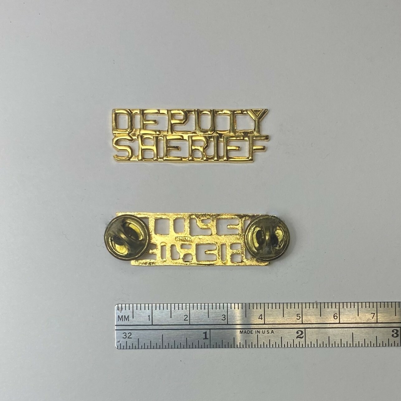 Deputy Sheriff- Gold Police/Fire Collar Brass- Pin & Clutch- NEW - Rank Insignia