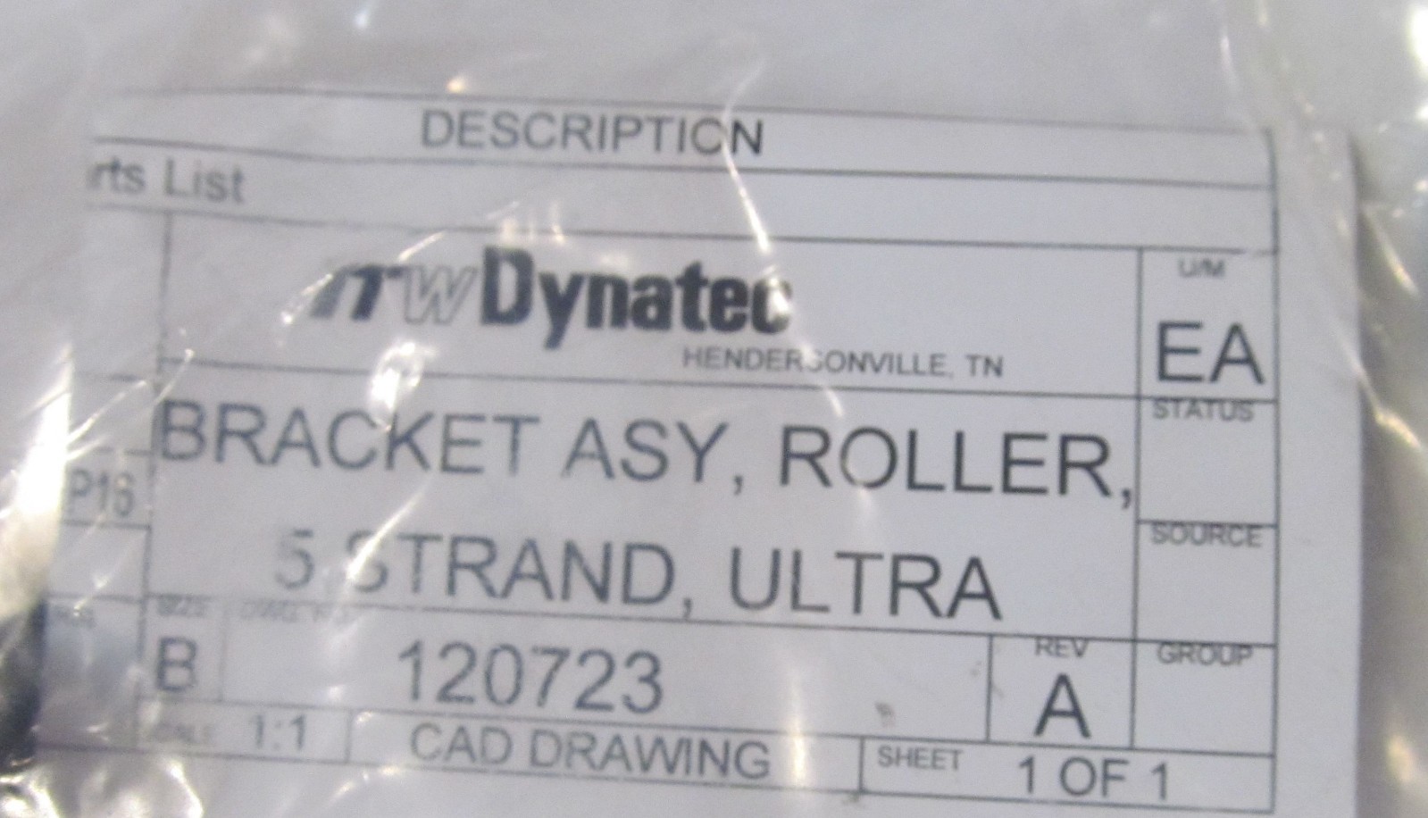 NEW ITW DYNATEC 120723 BRACKET ASSEMBLY 5 STRAND ULTRA INDUSTRIAL UFD SYSTEM