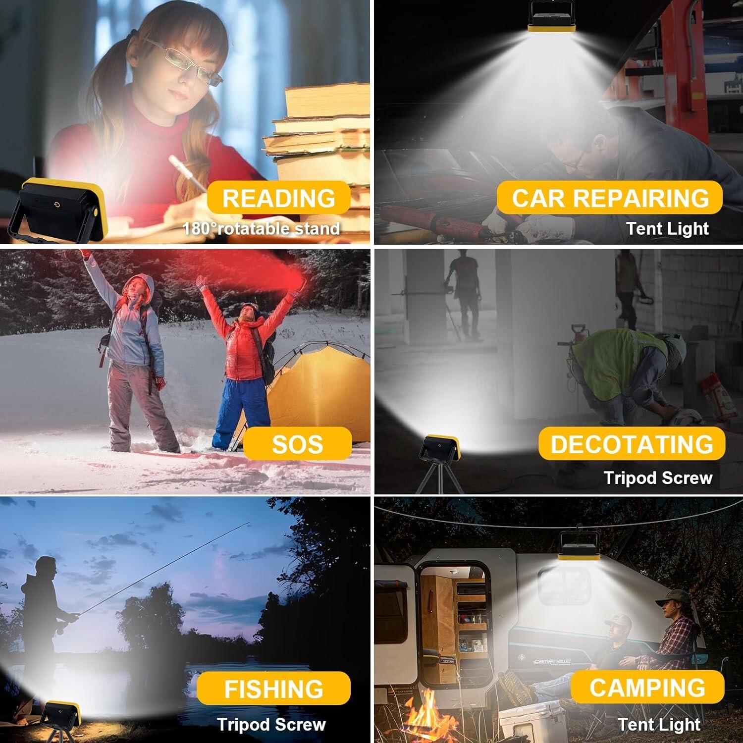 4 PACK LED Battery Work Lights Rechargeable Portable Flood Lights Camp Office US