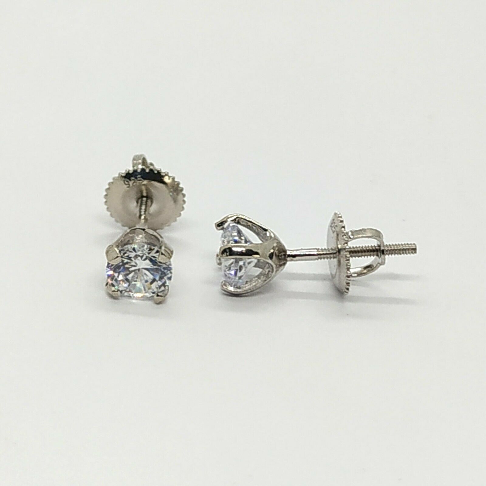 1Ct Round Lab Created Diamond Solitaire Stud Earrings 14K White Gold Finish