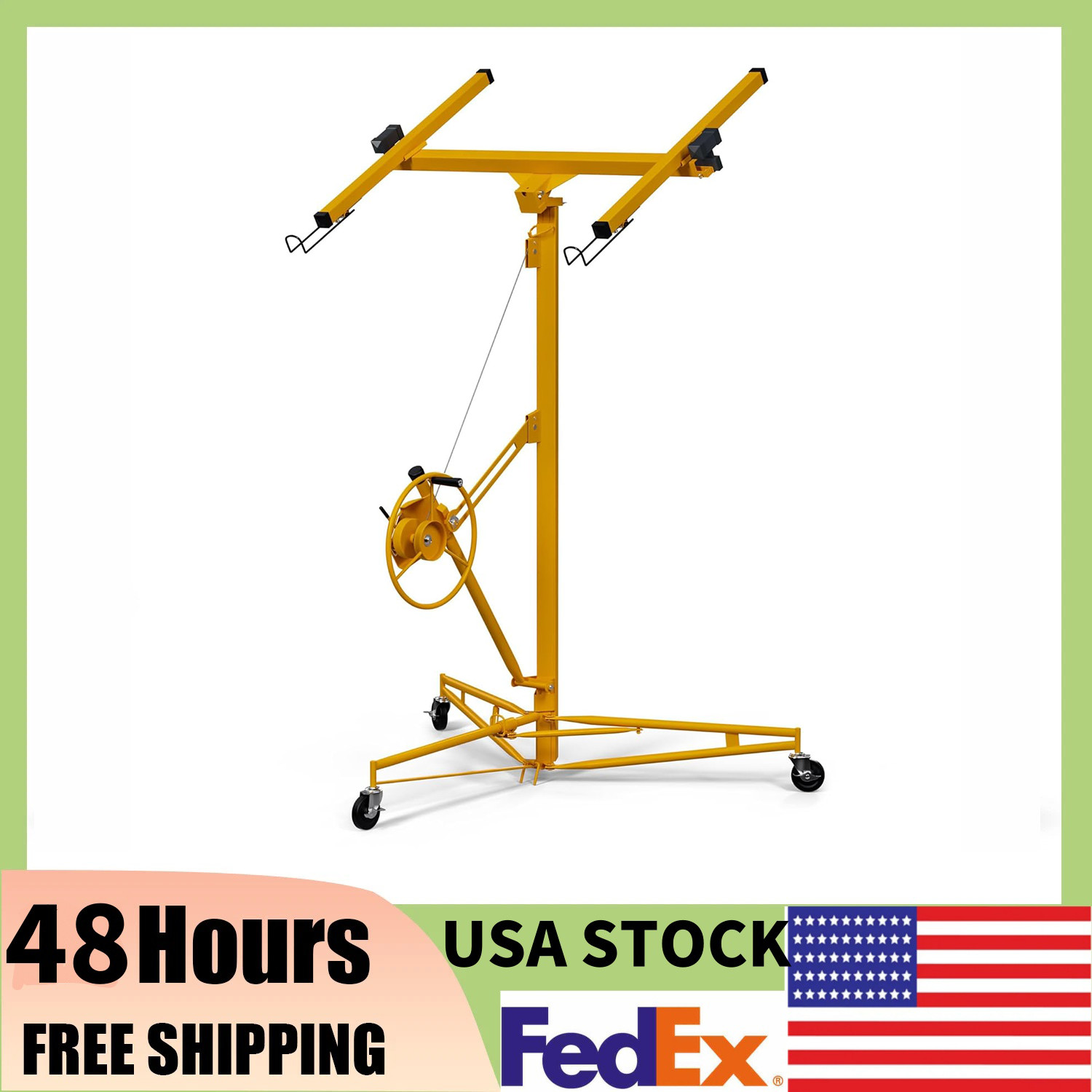 ⭐16FT Drywall Lift,150LBHeavy Duty Drywall Rolling Lifter Panel W/Adjustable Arm