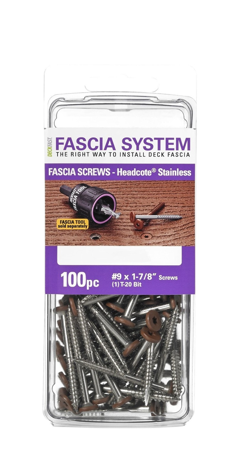 Deckfast Stainless Steel Fascia Screws 9 x 1-7/8 T-20 Star Drive Chocolate 10...
