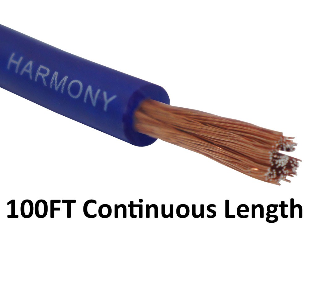 Harmony Audio 8 Gauge 8GA Car Stereo Matte Blue Power Cable Amp Wire - 100 FT