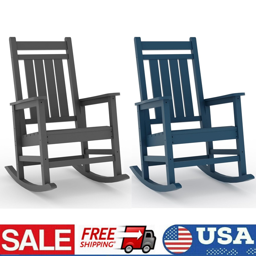 1PC HDPE Rocking Chair Outdoor Patio High Back Garden Porch Rocker w/Armrest