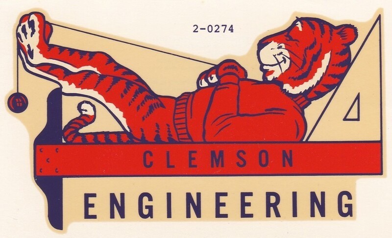 Clemson Engineering Tiger Die Cut 12x8in Metal Sign Vintage Mascot Poster