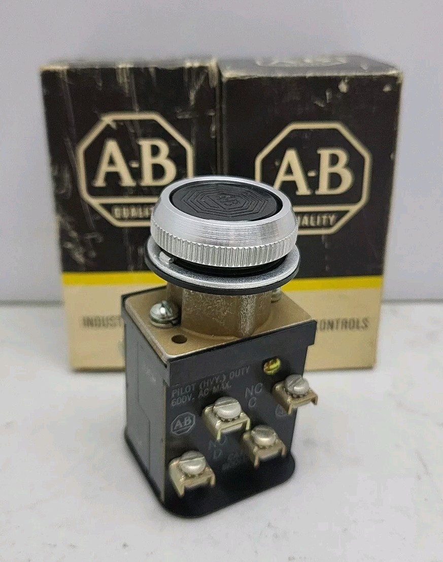 2 Pk Allen Bradley Flush Head Push Button Unit Black Button 800H-AK2B Ser A New