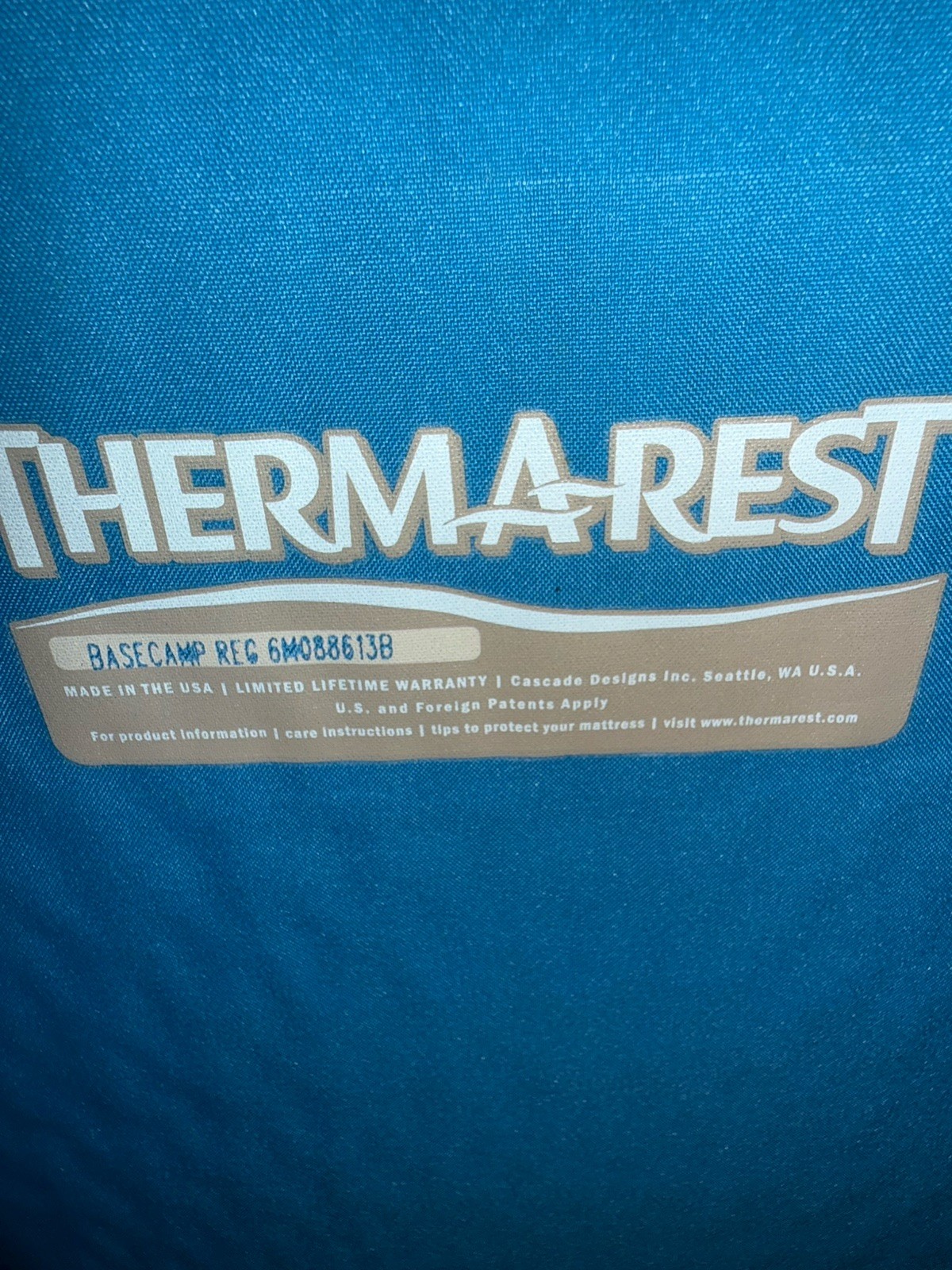 Thermarest Basecamp Regular Self Inflating Sleeping Pad 20x72x2in Tested Blue