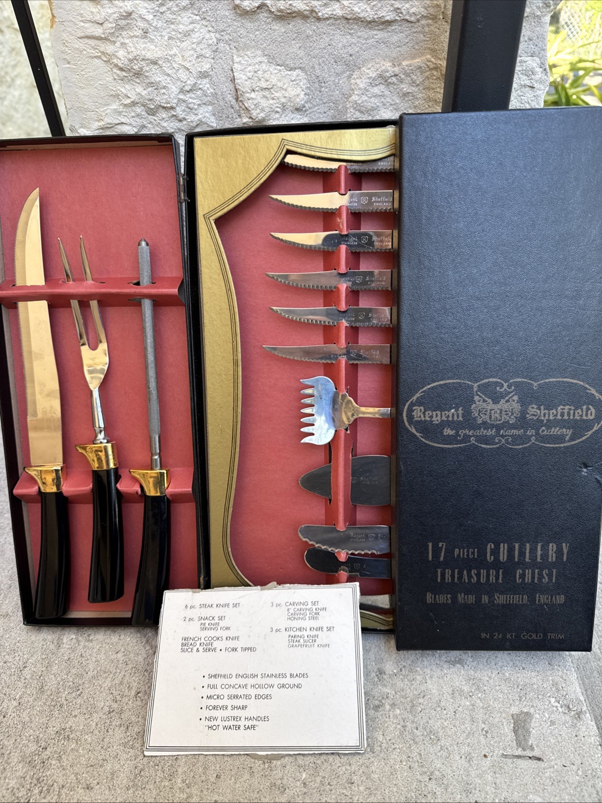 Regent Sheffield Stainless English Cutlery 17-Piece Treasure Chest Set 24KT Gold