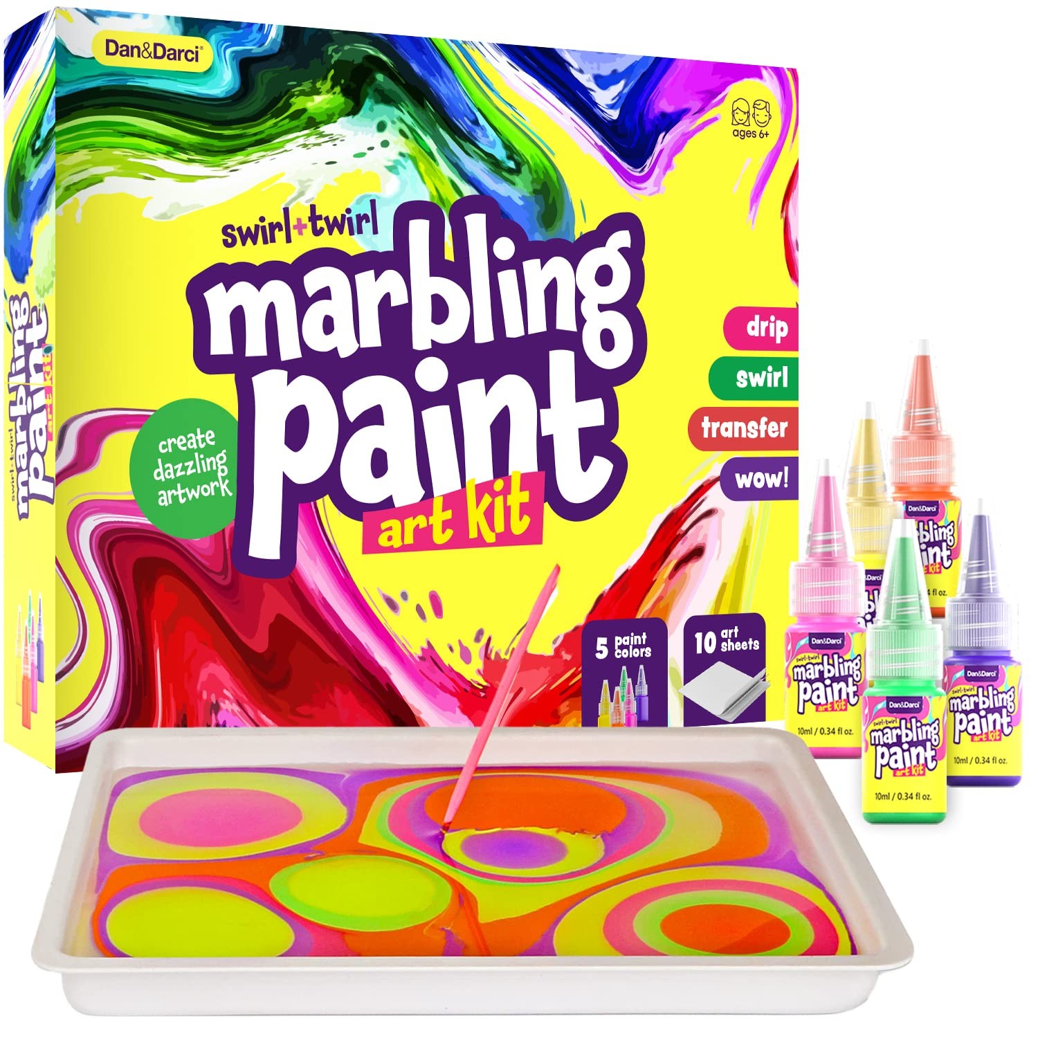 Dan&Darci Marbling Paint Art Kit for Kids - Arts & Crafts Large, Multicolor