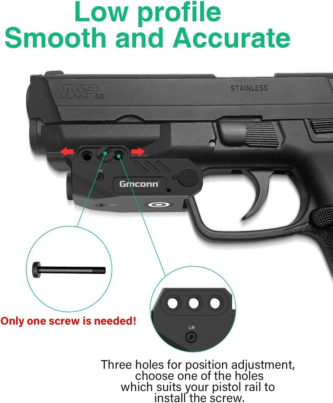 Gmconn Low Profile Blue Laser Sight Rechargeable Magnetic USB Picatinny Pistol