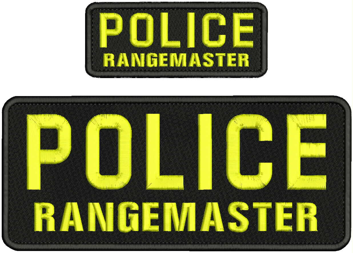 POLICE RMR  EMB PATCH 4X10 & 2X5 HOOK ON BACK YELLOW ON BLACK