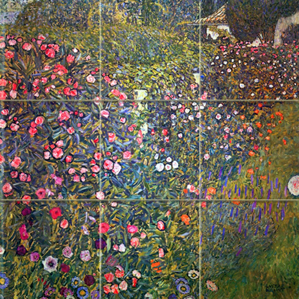 Art Gustav Klimt Landscape Mural Tumbled Marble Backsplash Bath Tile #2008