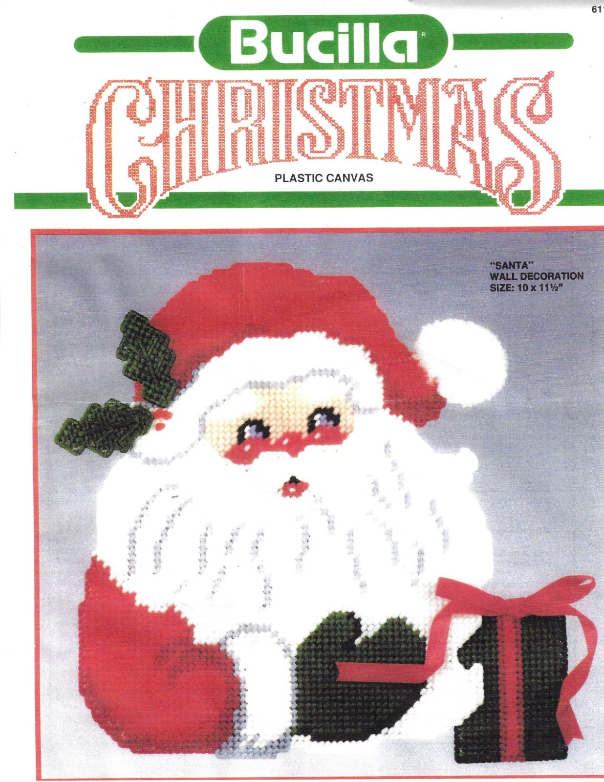 SANTA ( with gift) WALL HANGING   plastic canvas  PATTERN (#TF0546)