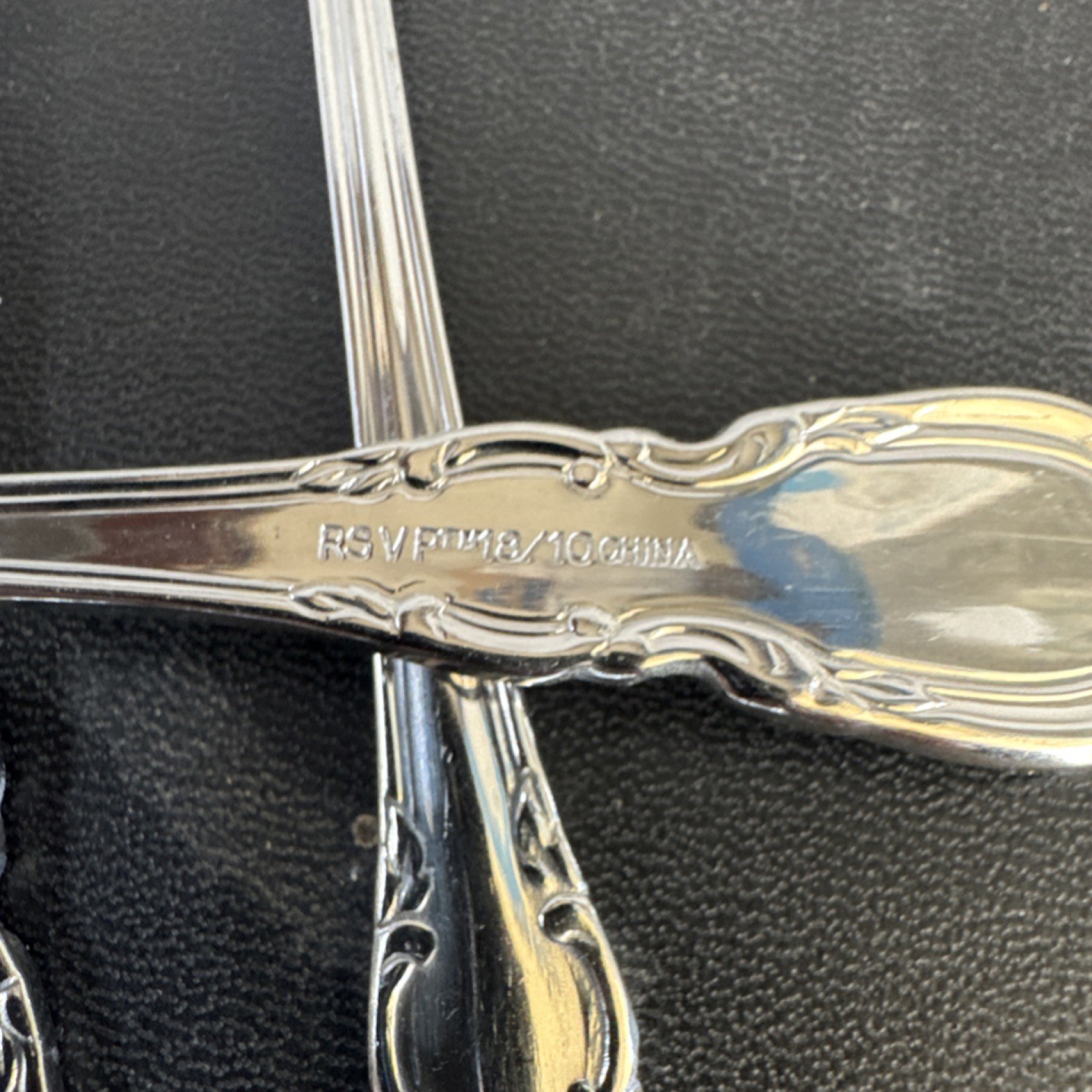 RSV Stainless Steel Spoon Set Glossy All-Over Handle Pattern 4 pcs