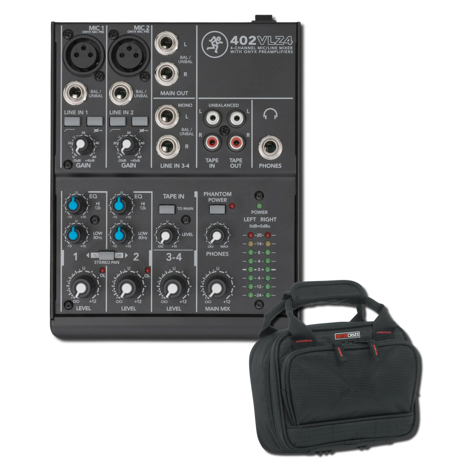 Mackie 402VLZ4 4-Channel Compact Analog Mixer with Padded Mixer Bag