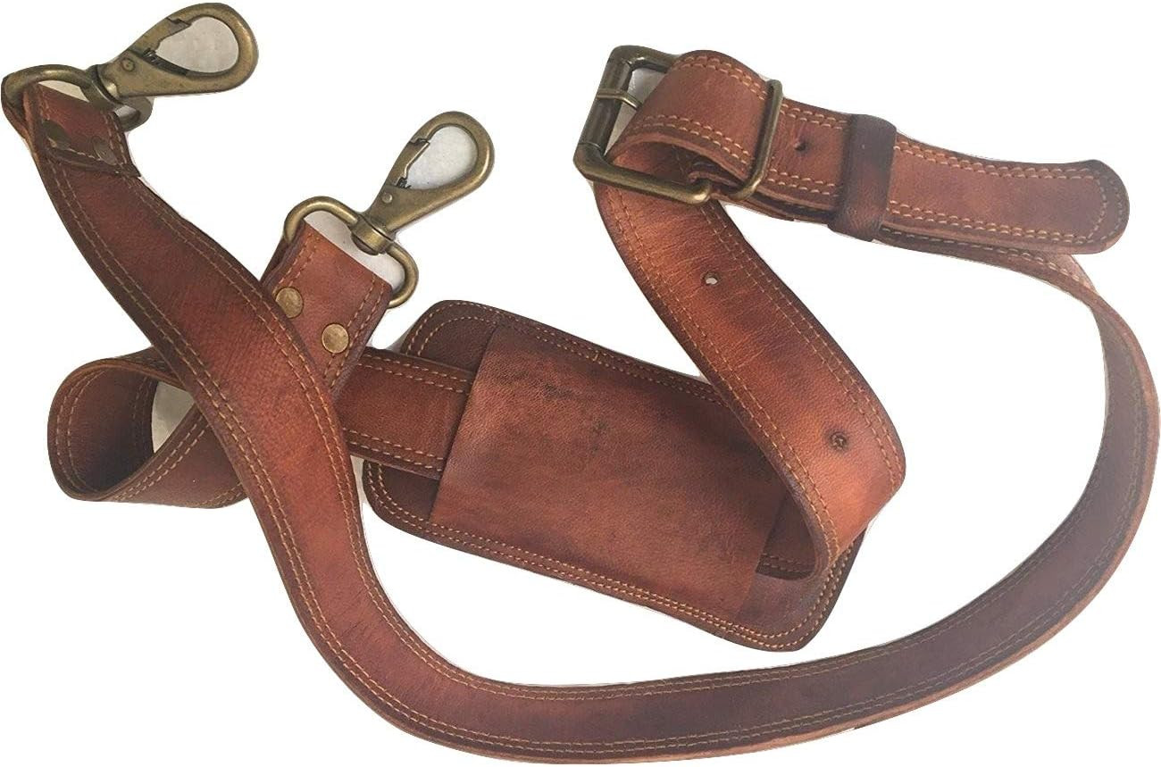 Leather Adjustable Padded Replacement Shoulder Strap with Metal Swivel Hooks Per