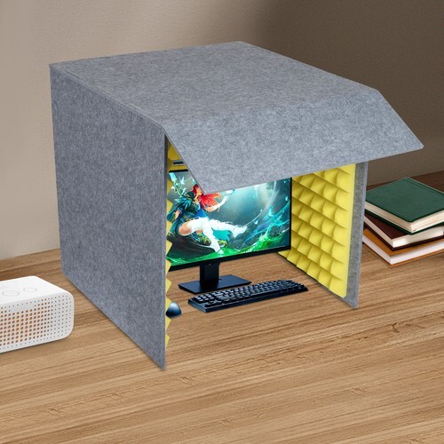 60*60cm Soundproof Removable Cover Desktop IsolationAbsorbing Shield Yellow