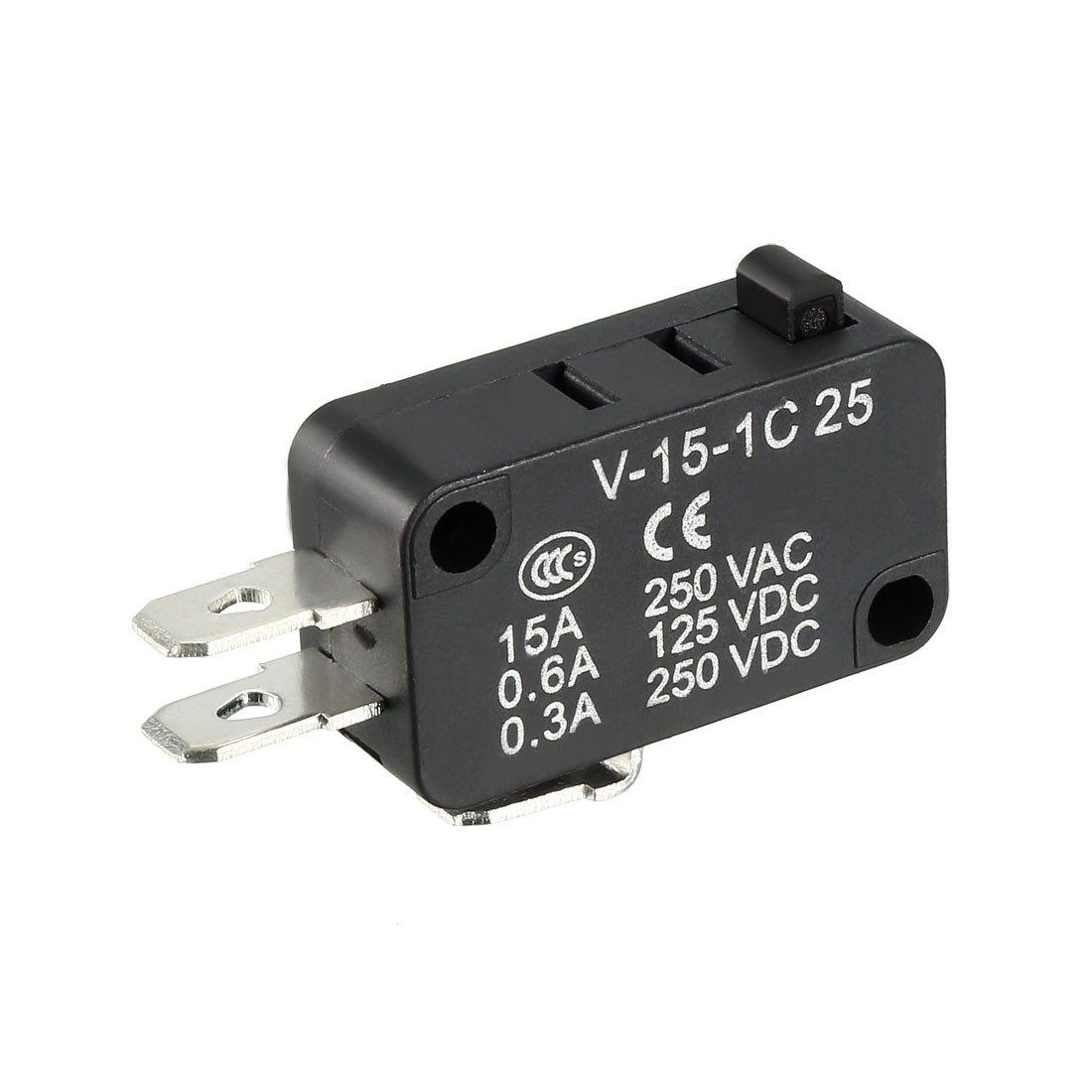 2PCS V-15-1C25 15A 250V AC 3 Terminals Snap Button Type Miniature Micro Switch