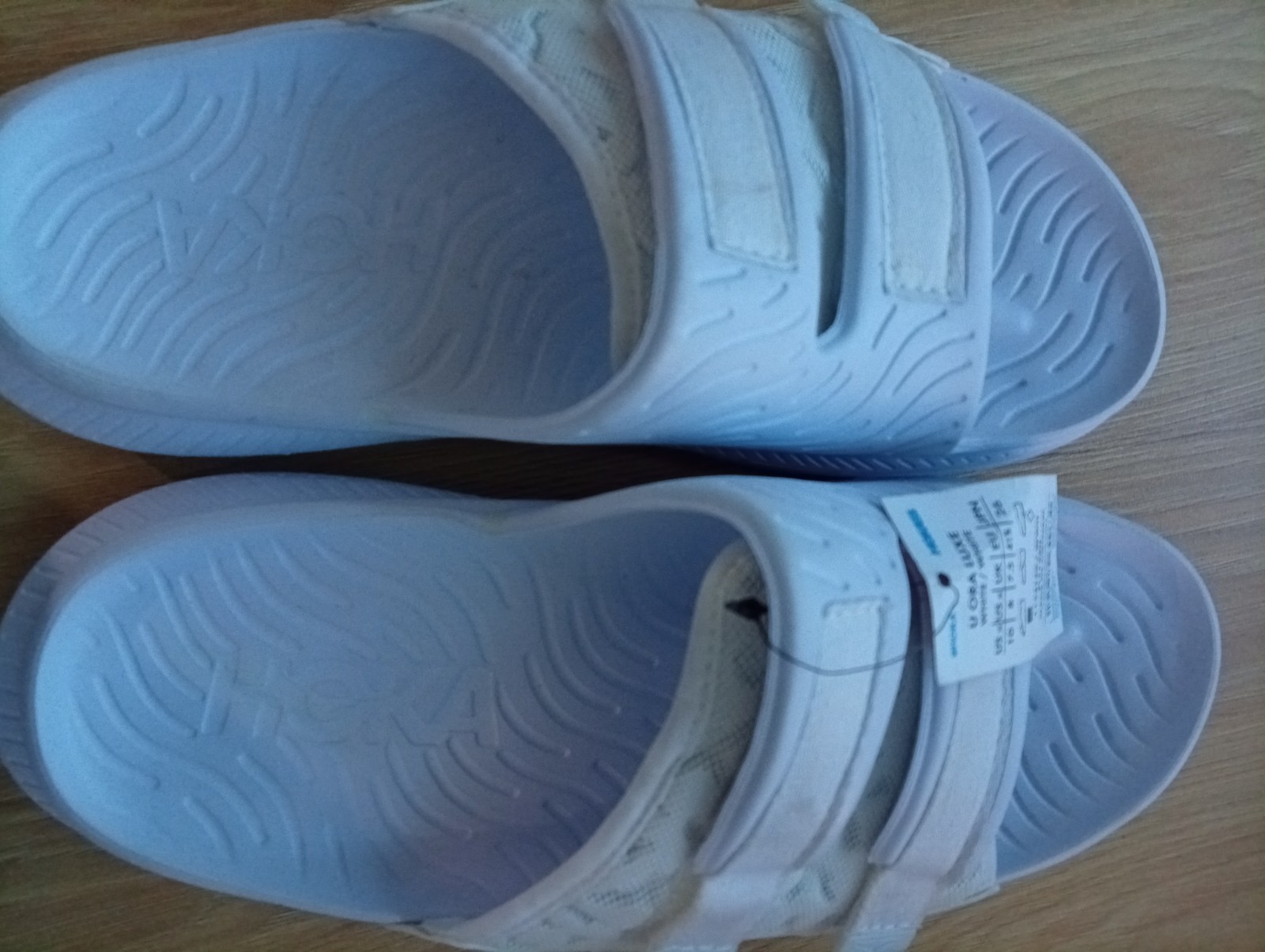 Hoka Sandals Slides Slip On U Ora Luxe White Color US Size Women 10 Men 8