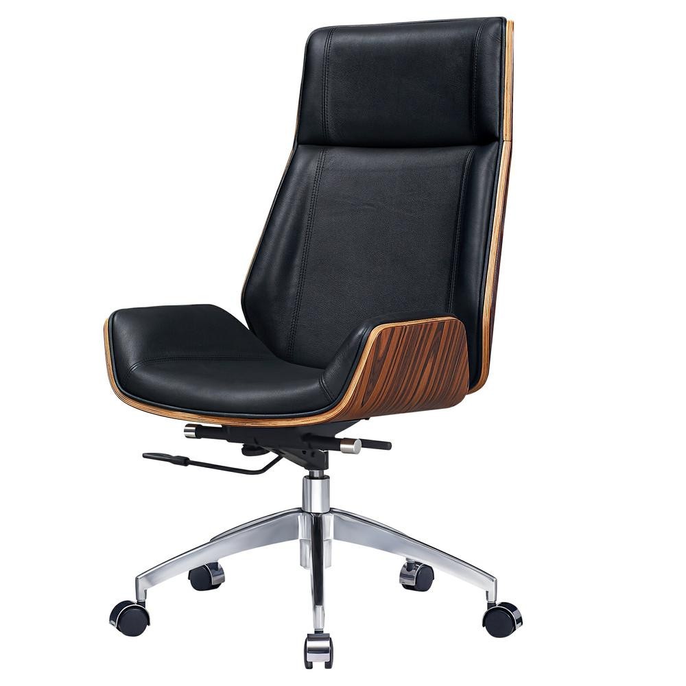Genuine Leather Executive Office Chair High Back Light rosewood Black
