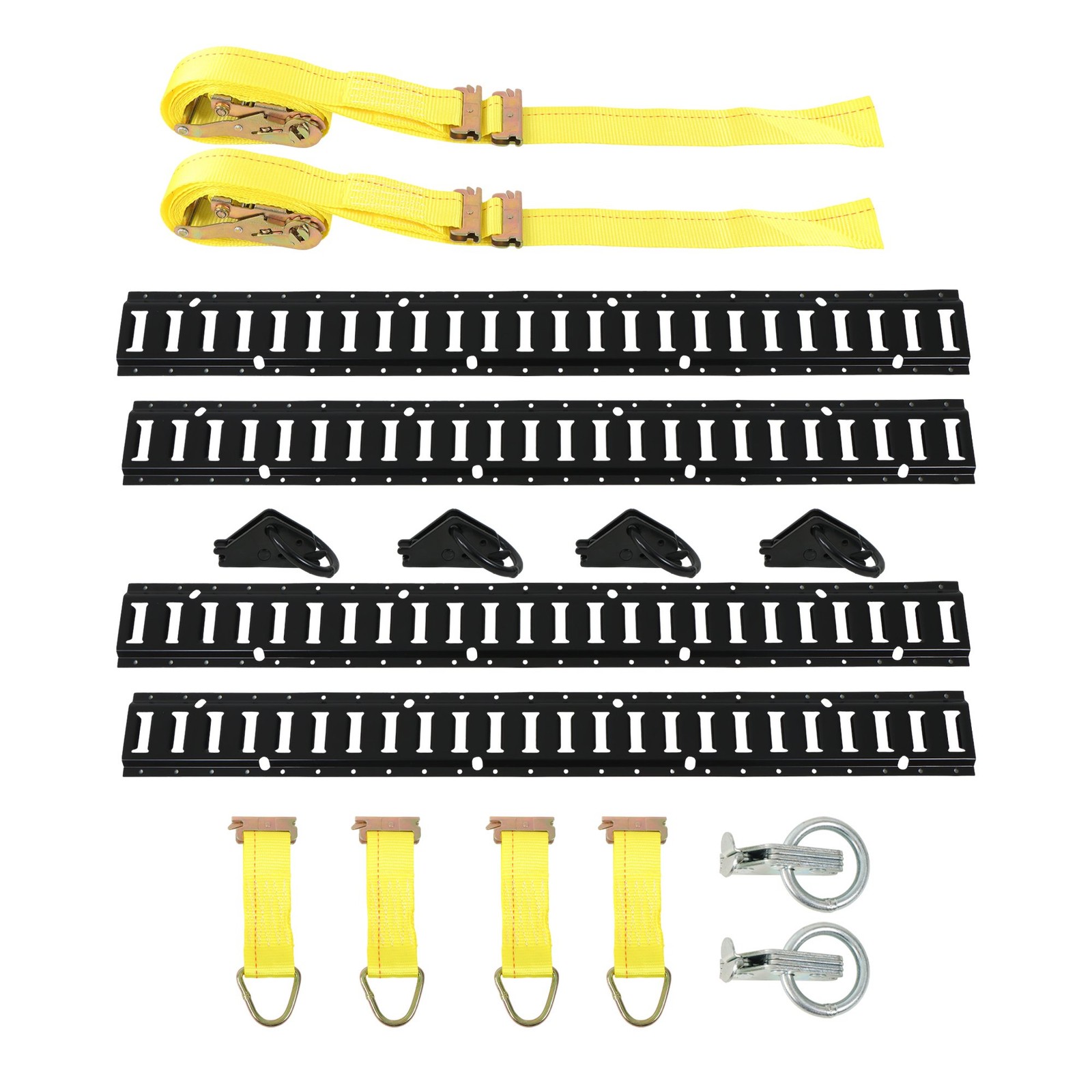 Maximize Hauling Safety: 4x 4' E Track Rails with D-Rings & O-Rings Included