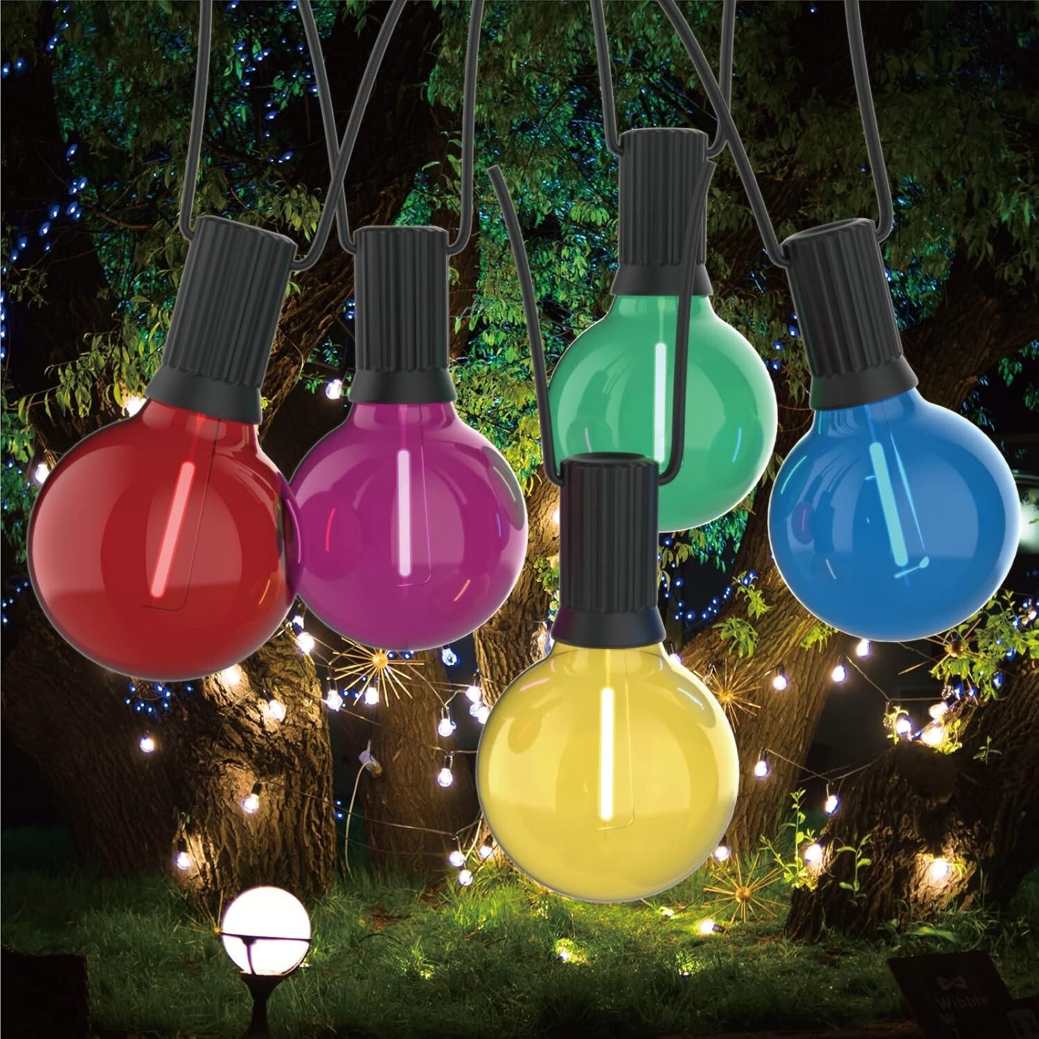 G40 Colored Led Replacement Bulbs for Outdoor String Lights, 1W Multi Color E...