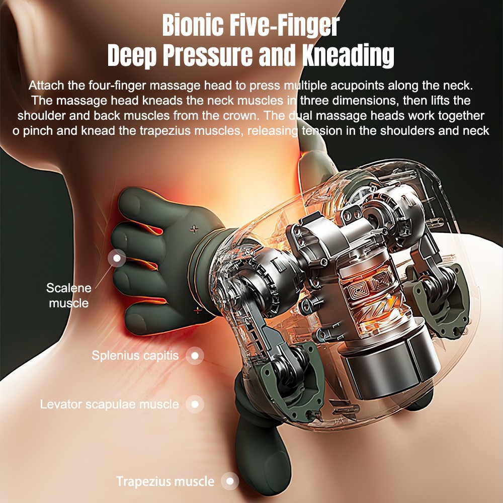 Bionic Heated Neck and Back Massager Electric Deep Tissue 4D Kneading Massage