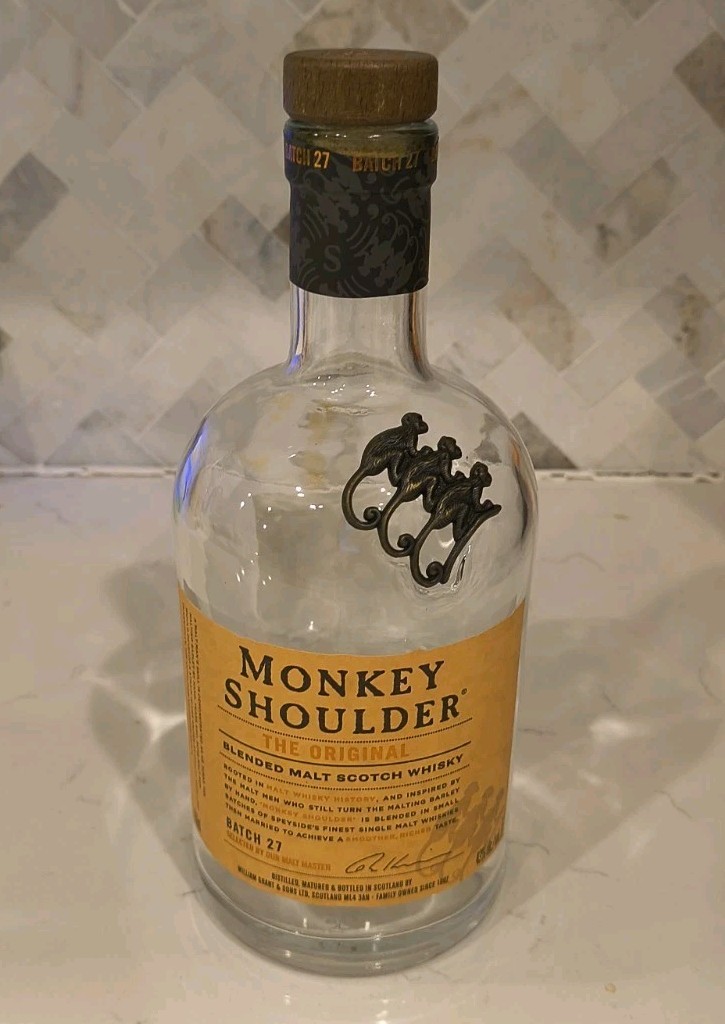 Monkey Shoulder Blended Malt Scotch Whiskey Bottle Empty 750 ML w/ Cork
