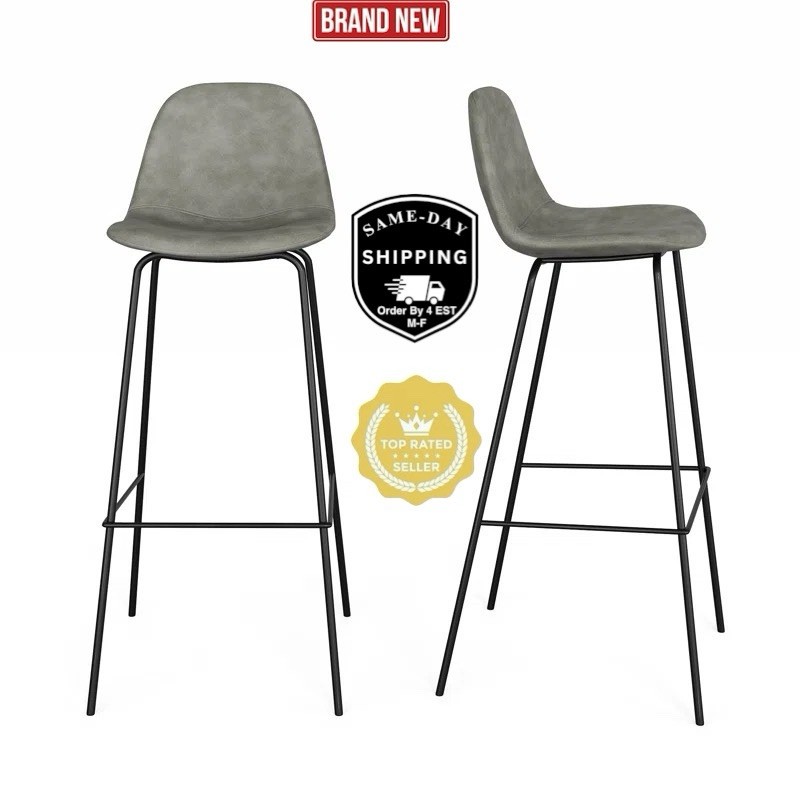 Kody Vegan Leather Slate Bar Stool (Set of 2) 30.5 Inch