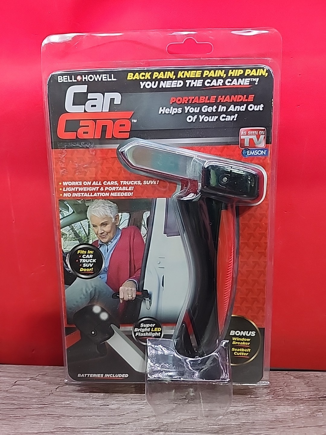 Emson The Original Car Cane – All-in-One Auto Assist Handle with Built in LED Fl