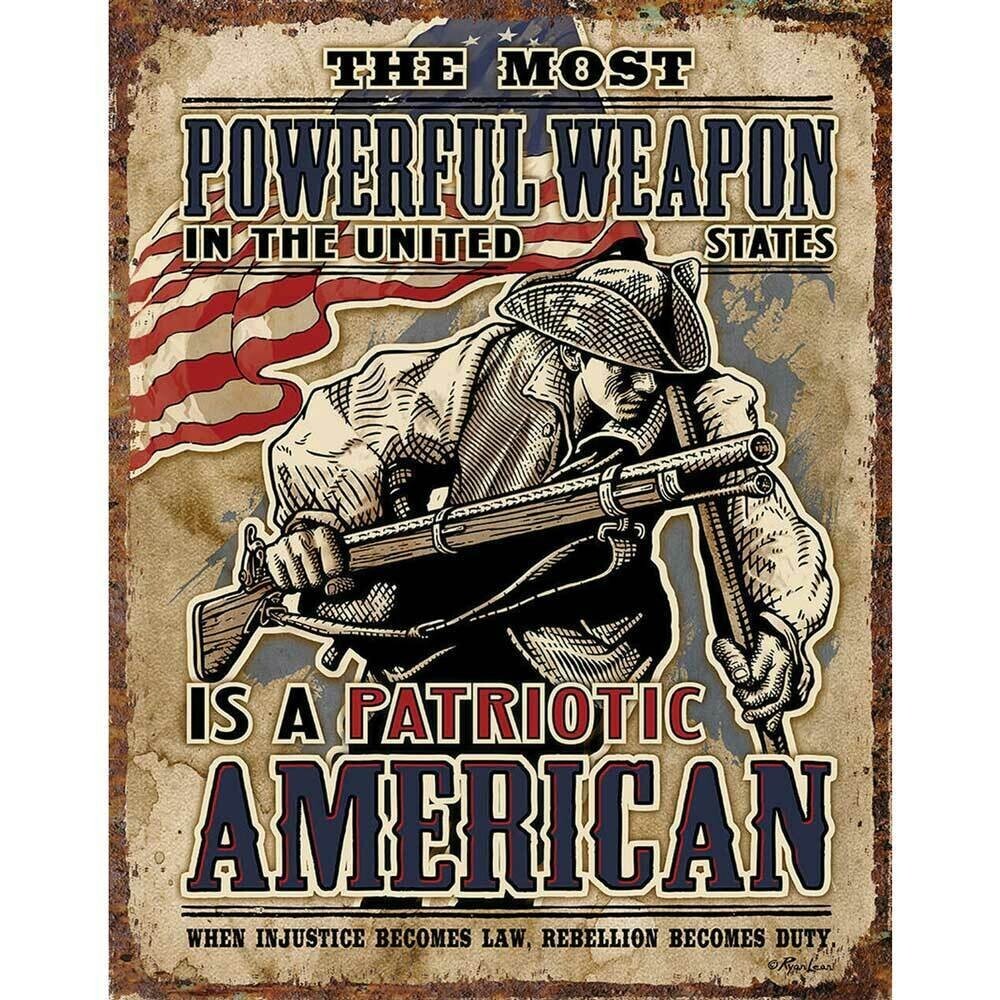 THE MOST POWERFUL WEAPON IS A PATRIOTIC AMERICAN 12" X 16"  SIGN NEW - 2593