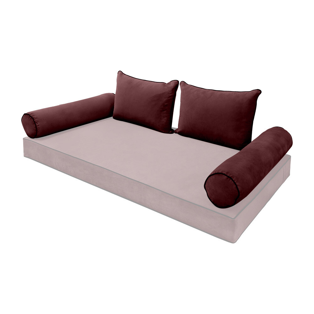 SLIPCOVER ONLY Contrast Twin Style V4 Velvet Indoor Daybed Bolster Cushion AD368