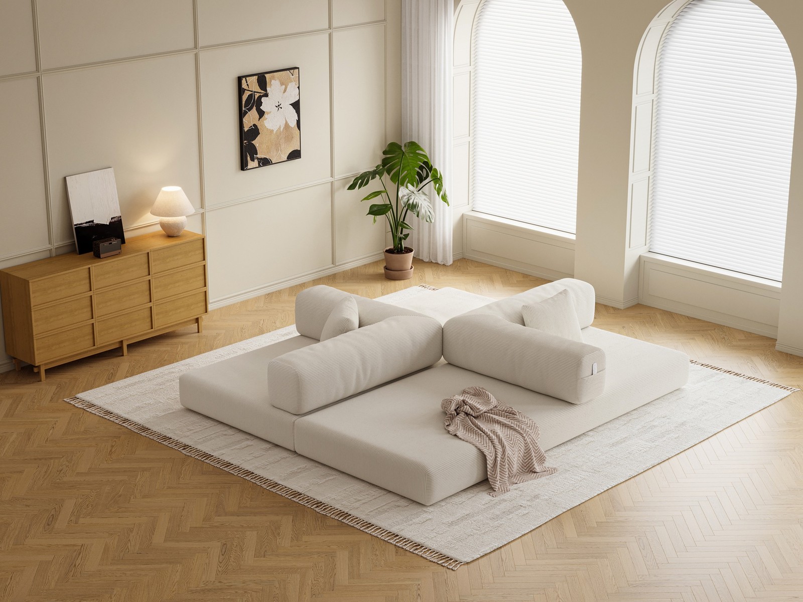 78.8inch Belfin Modular Sectional Sofa, Convertible Pudding Block Sofa, Floor St