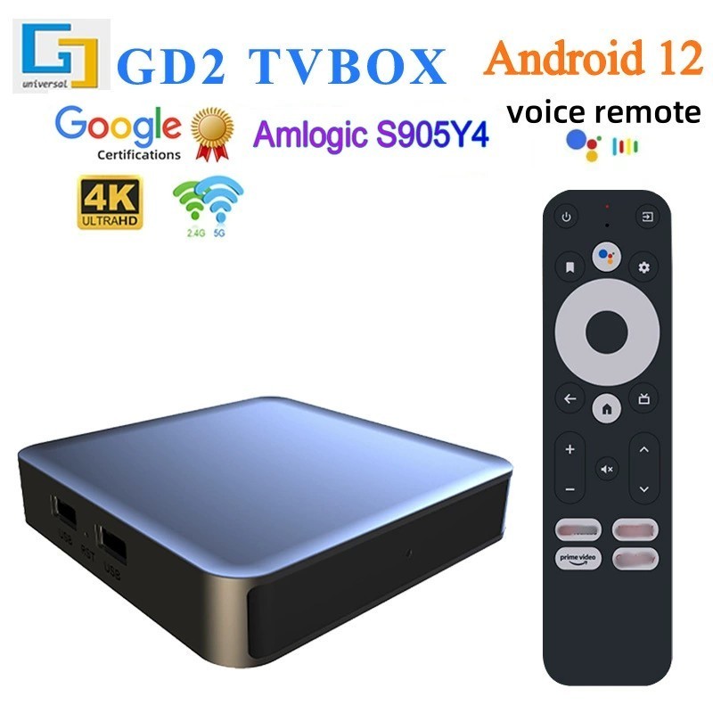 GD2 Android 12 TV Box Amlogic S905Y4 4K Google Certified Voice Remote 5G WiFi US