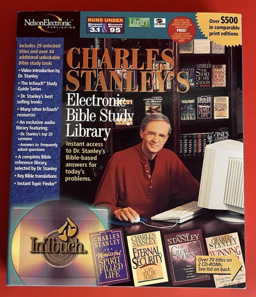 Charles Stanley's Electronic Bible Study Library~CD-ROM~70+ Titles~Brand New