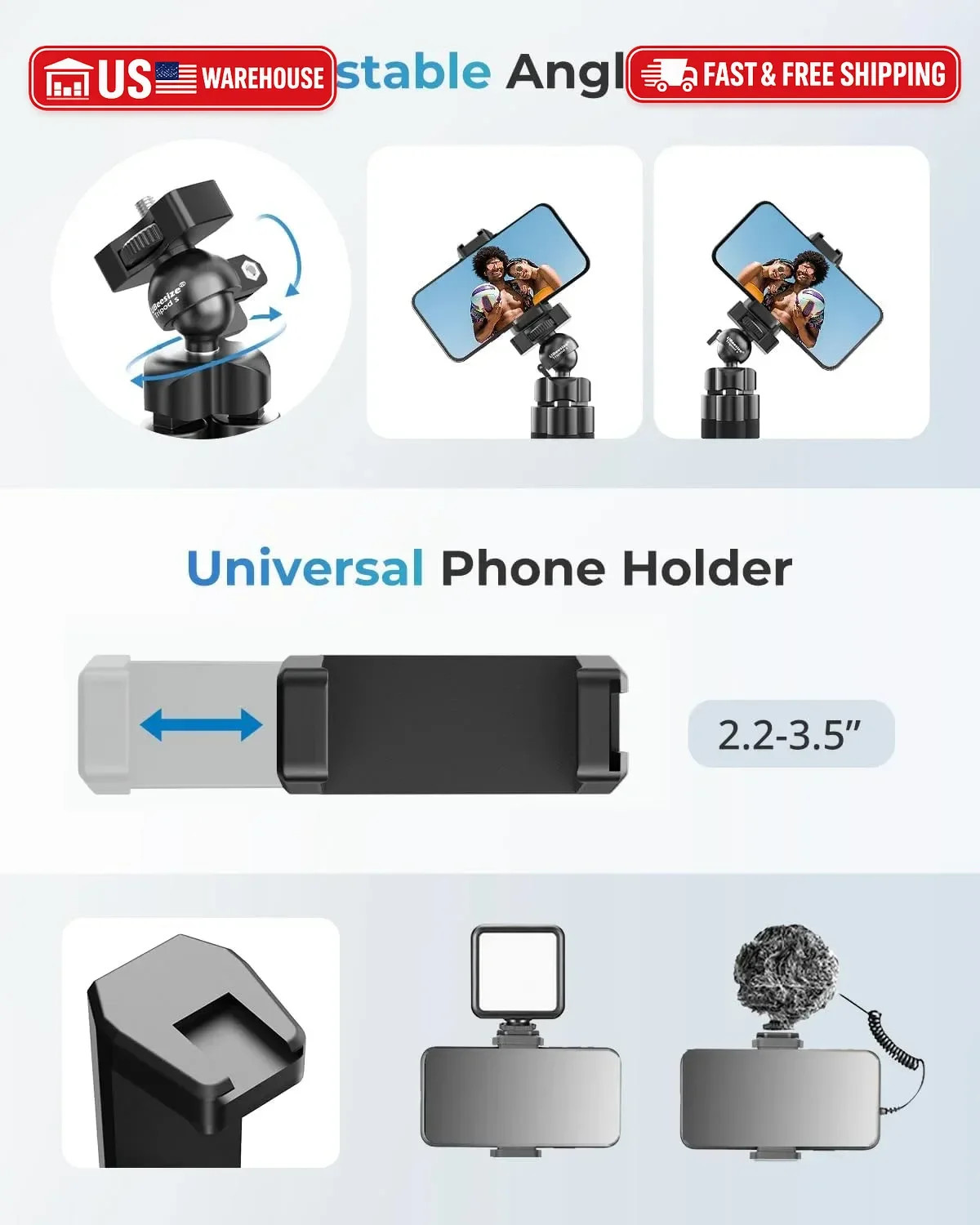 UBeesize Phone Tripod Pro S, Flexible Desk Stand with Wireless Remote, Mini Hold