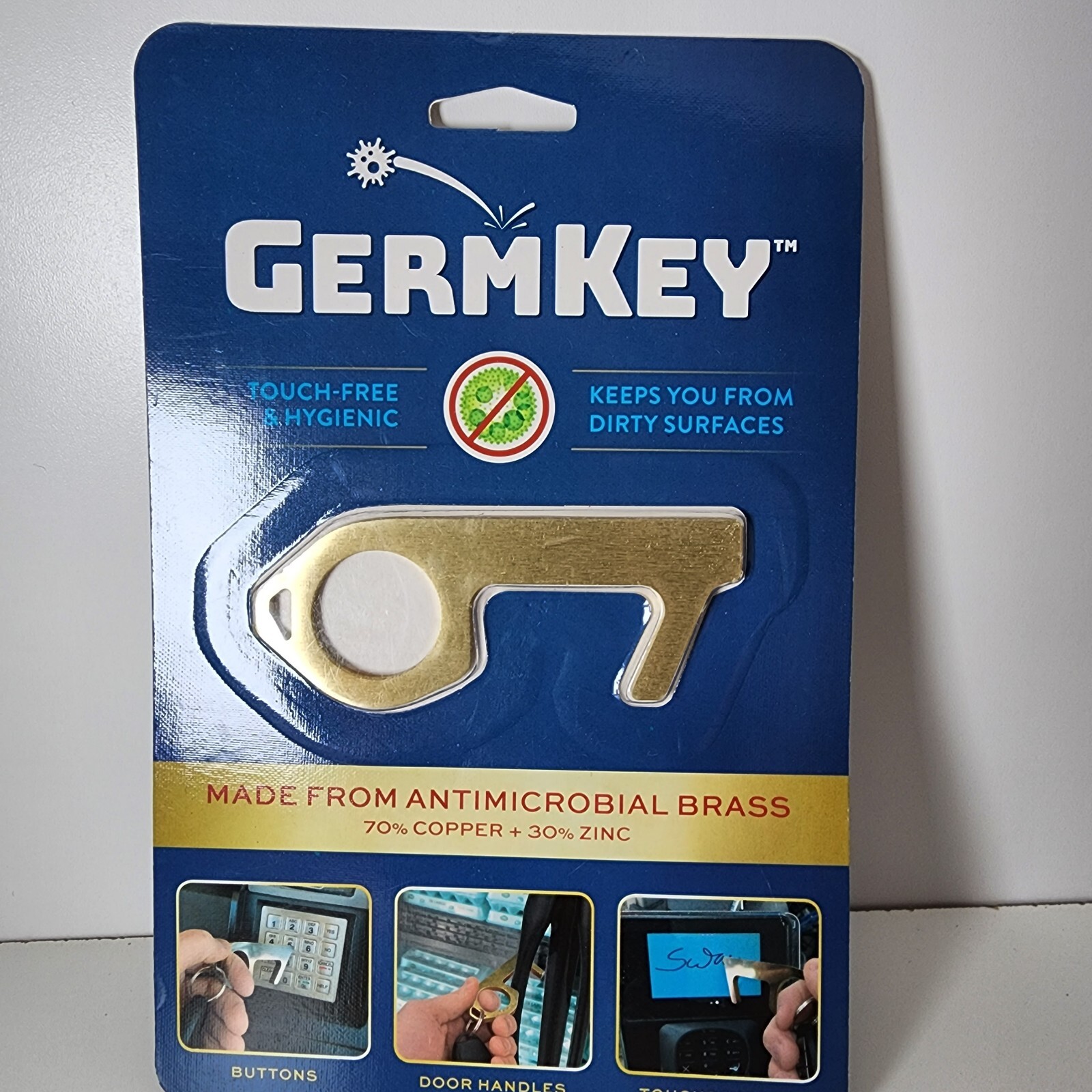 Germ Key Antimicrobial Brass Door Opener Elevator Button No-Touch Germ Key