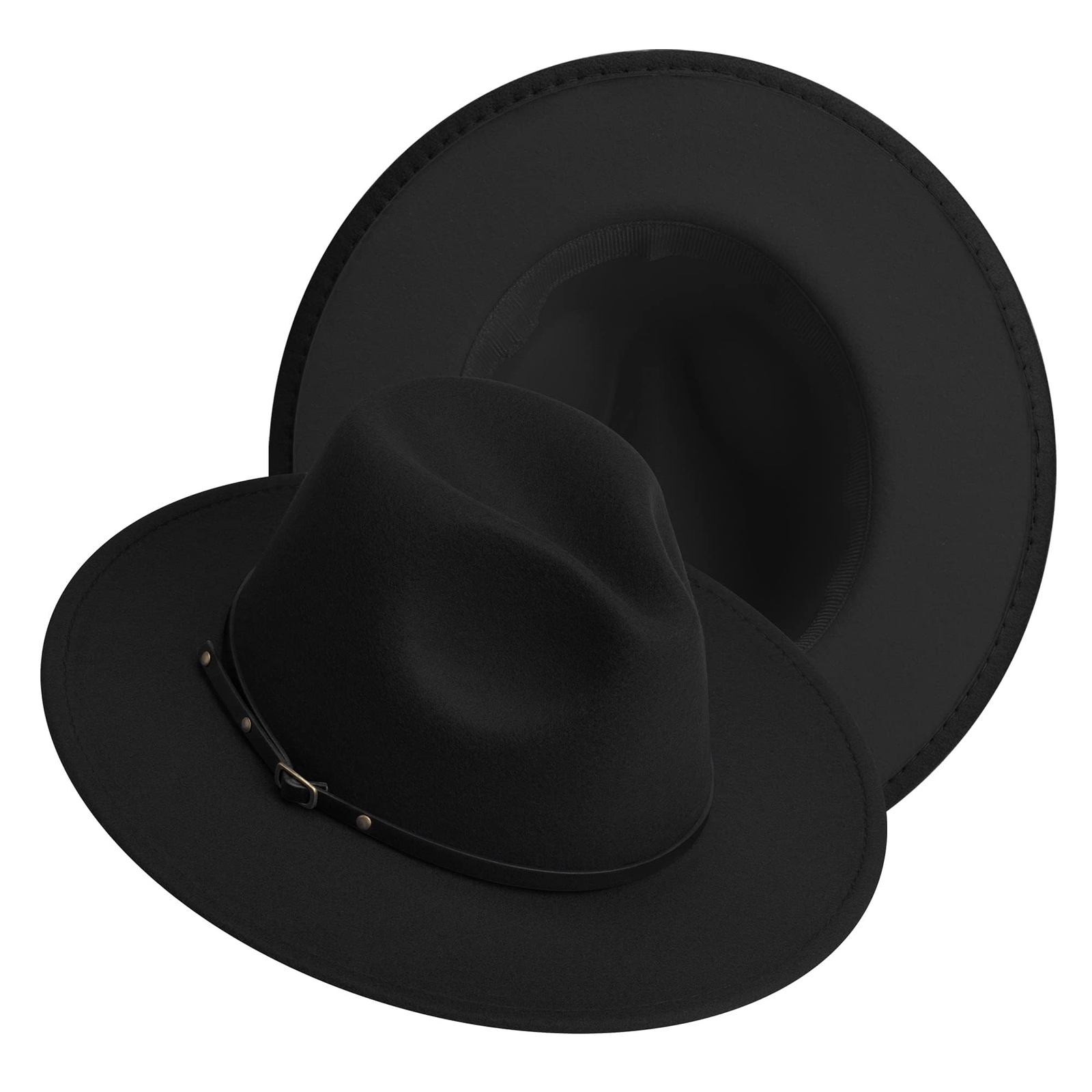 Wide Brim Fedora Hats for Women and Men Classic Felt Panama Hat Men's Two Ton...
