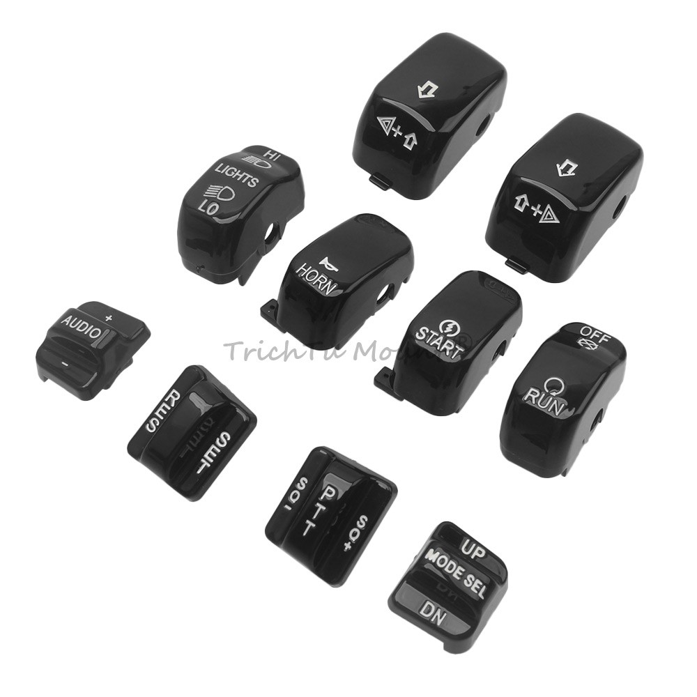 Fit For Harley Electra Road Glide 10PCS Hand Control Switch Button Covers Chrome