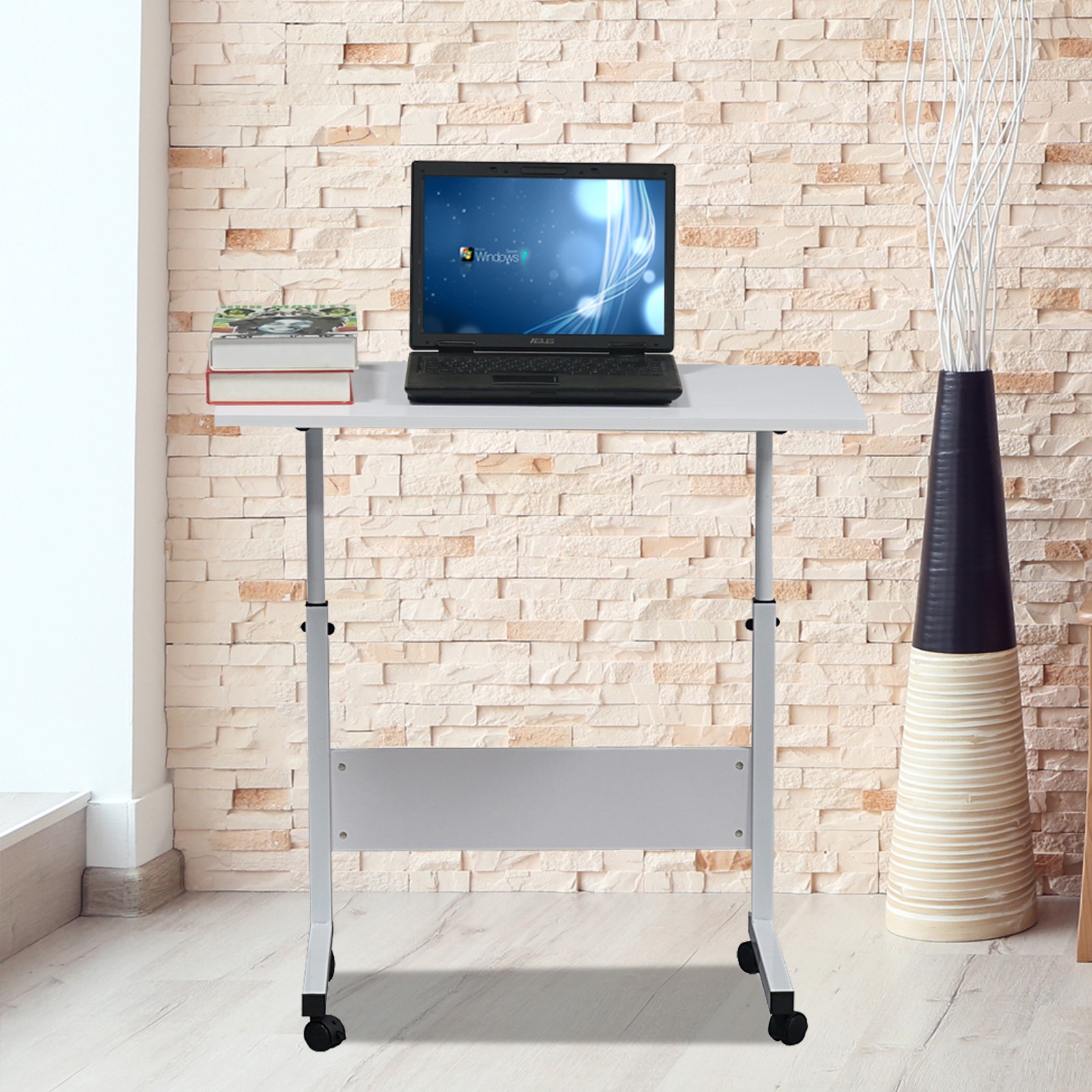 15MM Chipboard & Steel Side Table with Baffle White L