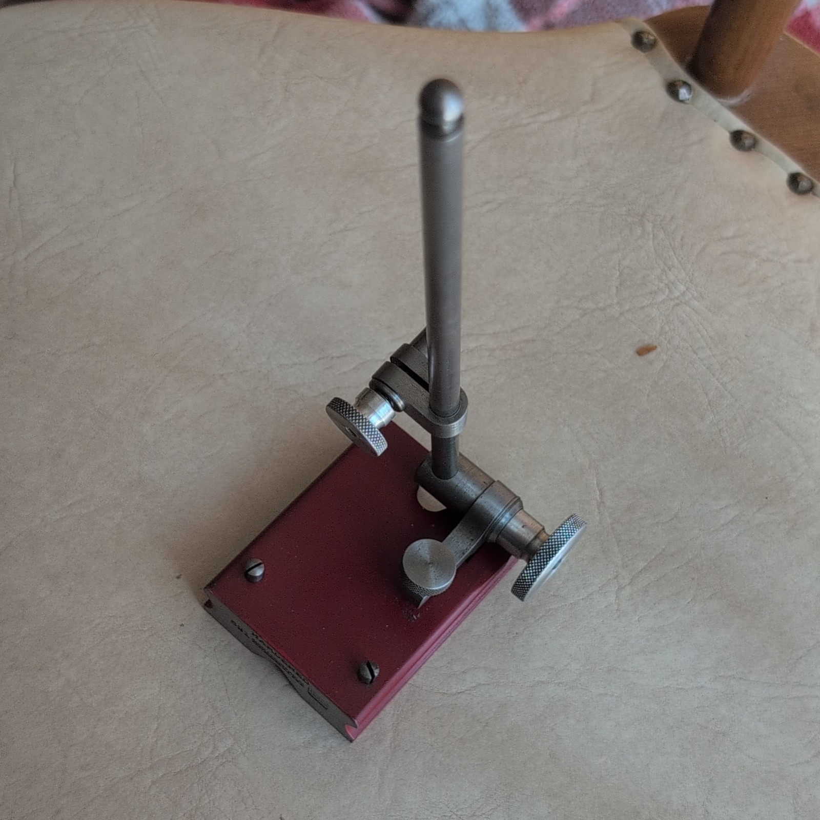 Magnetic Base Dial Indicator Holder Stand w/ Adjustable Rod Arm, Red